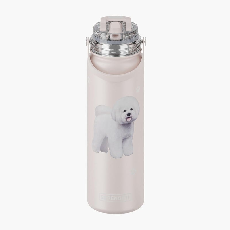 ES Pets SERENGETI 24 Oz Water Bottle Stainless Steel with Spill Proof Lid - Double walled Vacuum Insulated water flask - Realistic 3D Print of your favorite dog (Bichon Frise) - Image 1